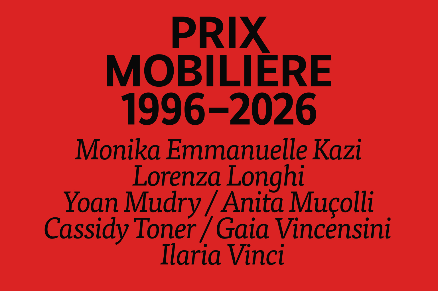 Prix Mobilière 2026 - Art Genève